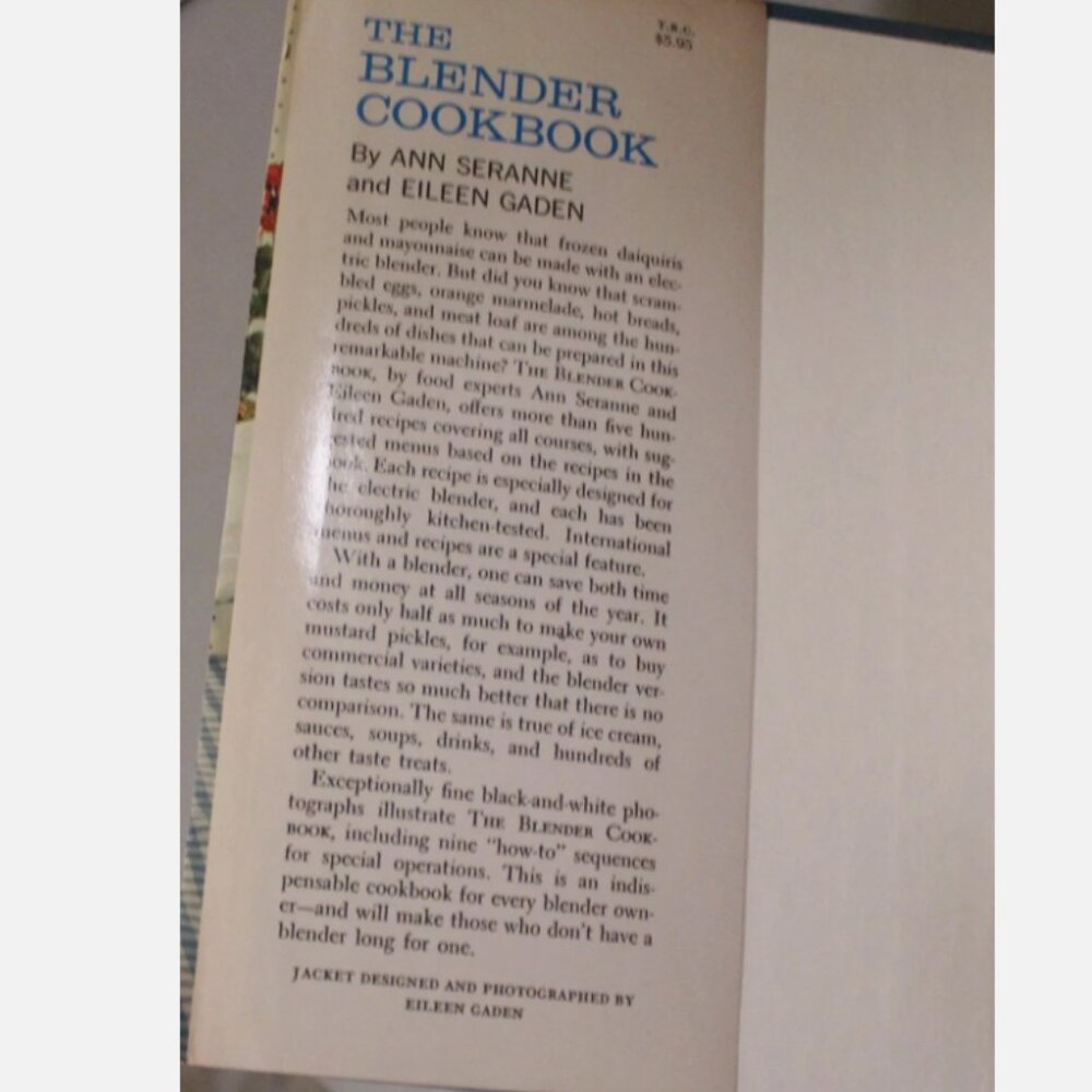 The Blender Cookbook 1961 Hardcover Vintage Recipes Cooking with Dust Jacket
